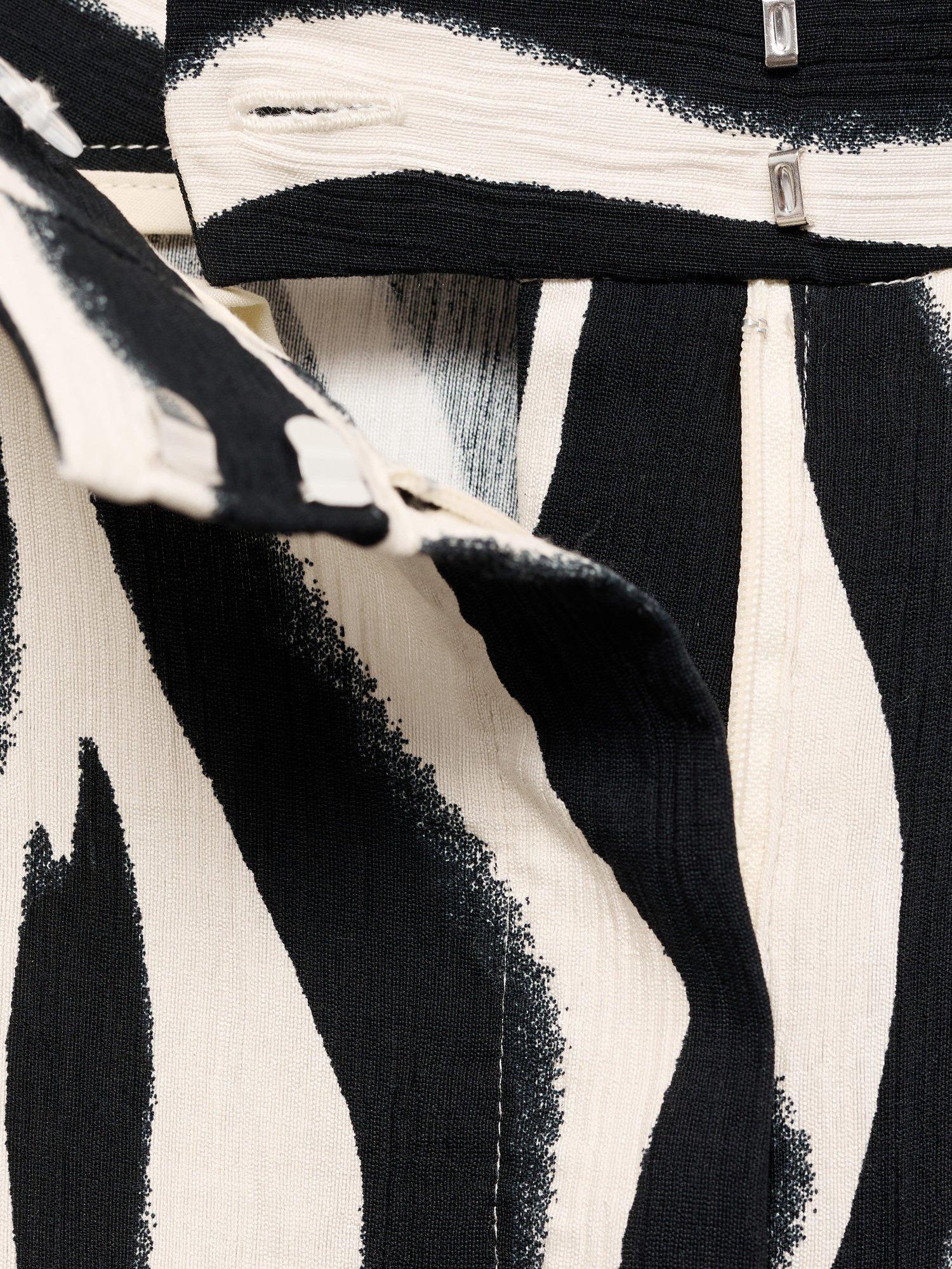 Product image 5 of 7, which shows Mango Nikita Zebra Straight Leg Trousers, Black/White, 6