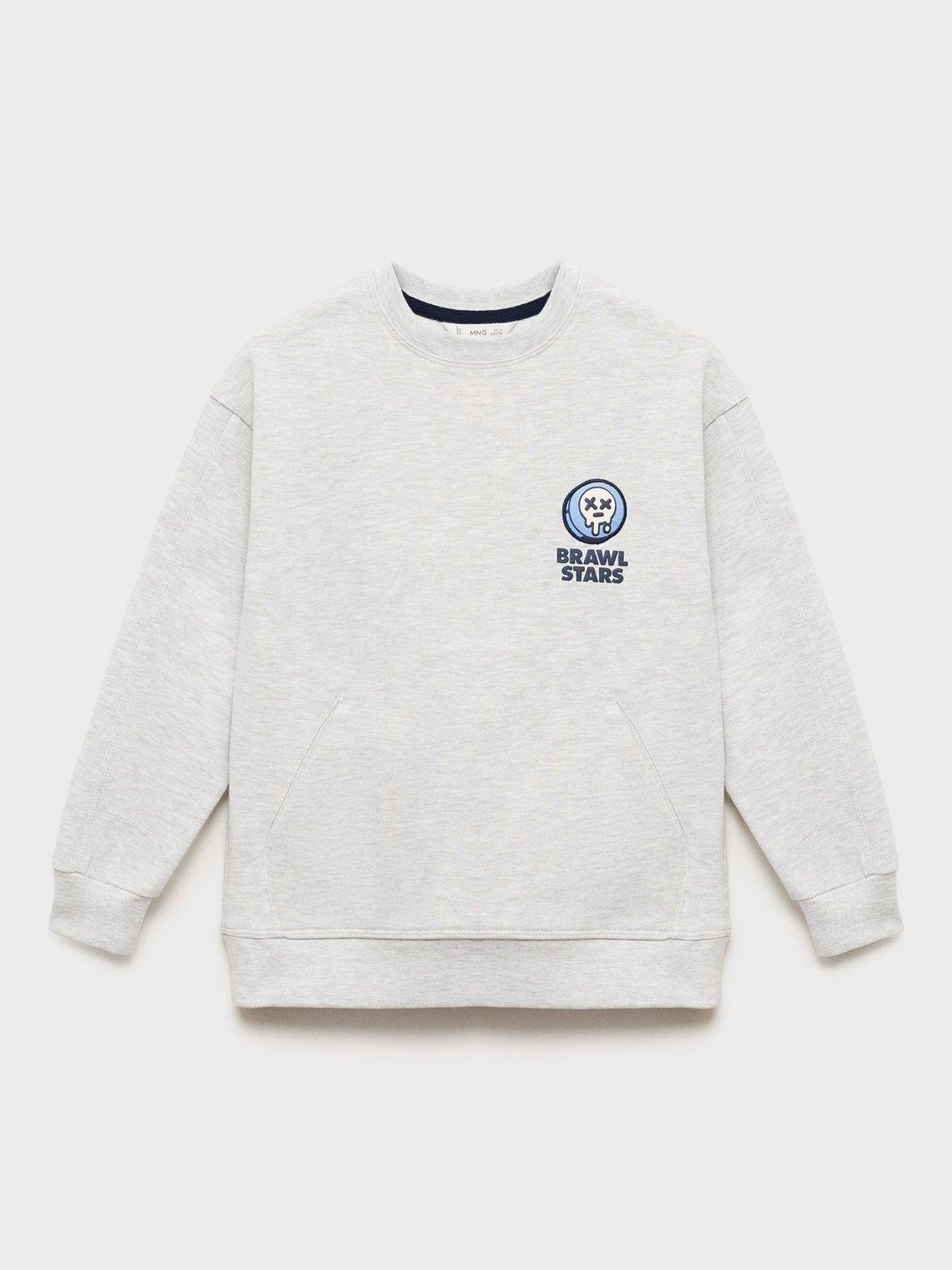 Product image 1 of 4, which shows Mango Kids' Brawl Stars Sweatshirt, Lt Pastel Grey, 11-12 years