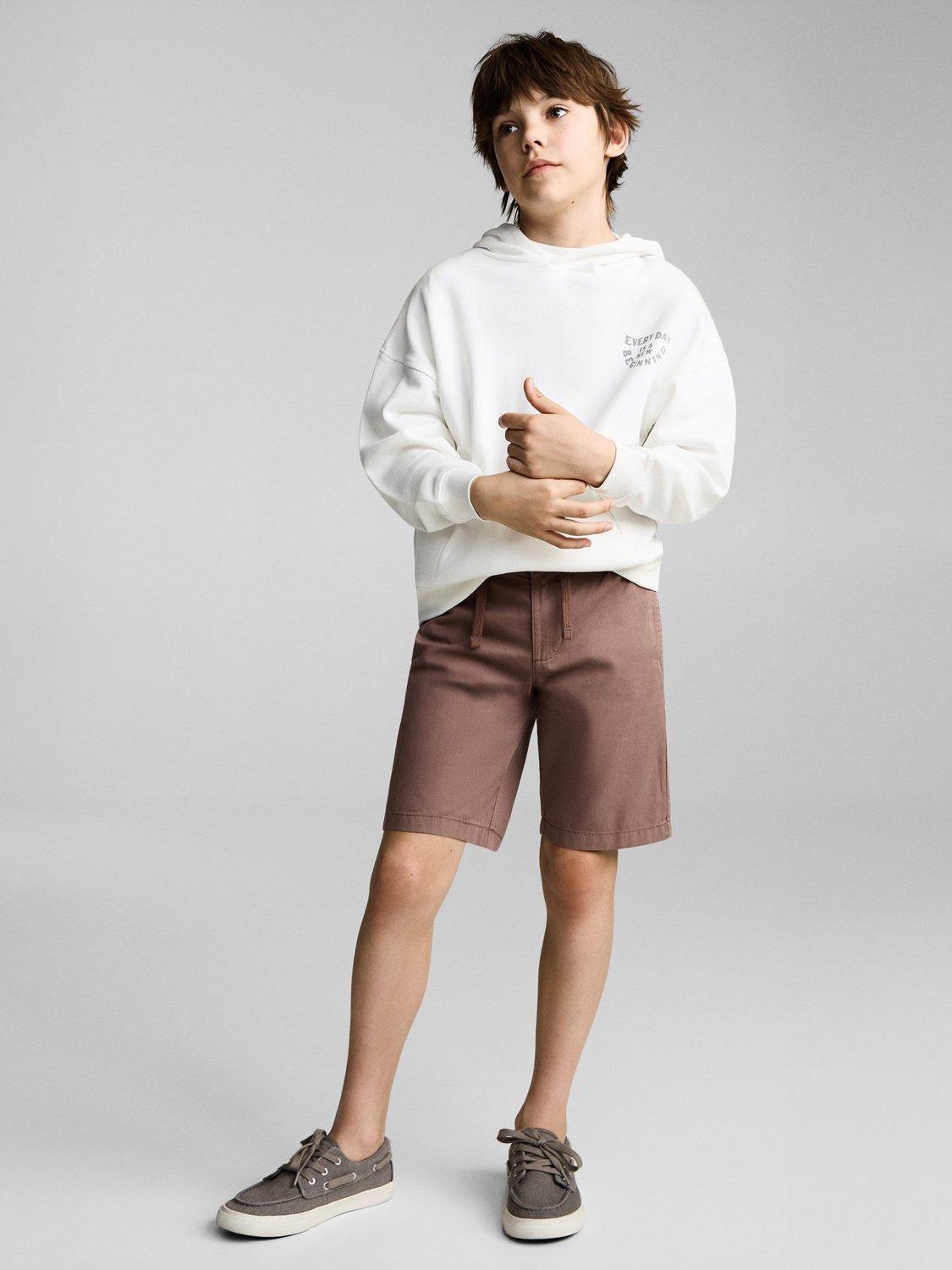 Product image 1 of 6, which shows Mango Kids' Salt Graphic Back Hoodie, Natural White, 11-12 years