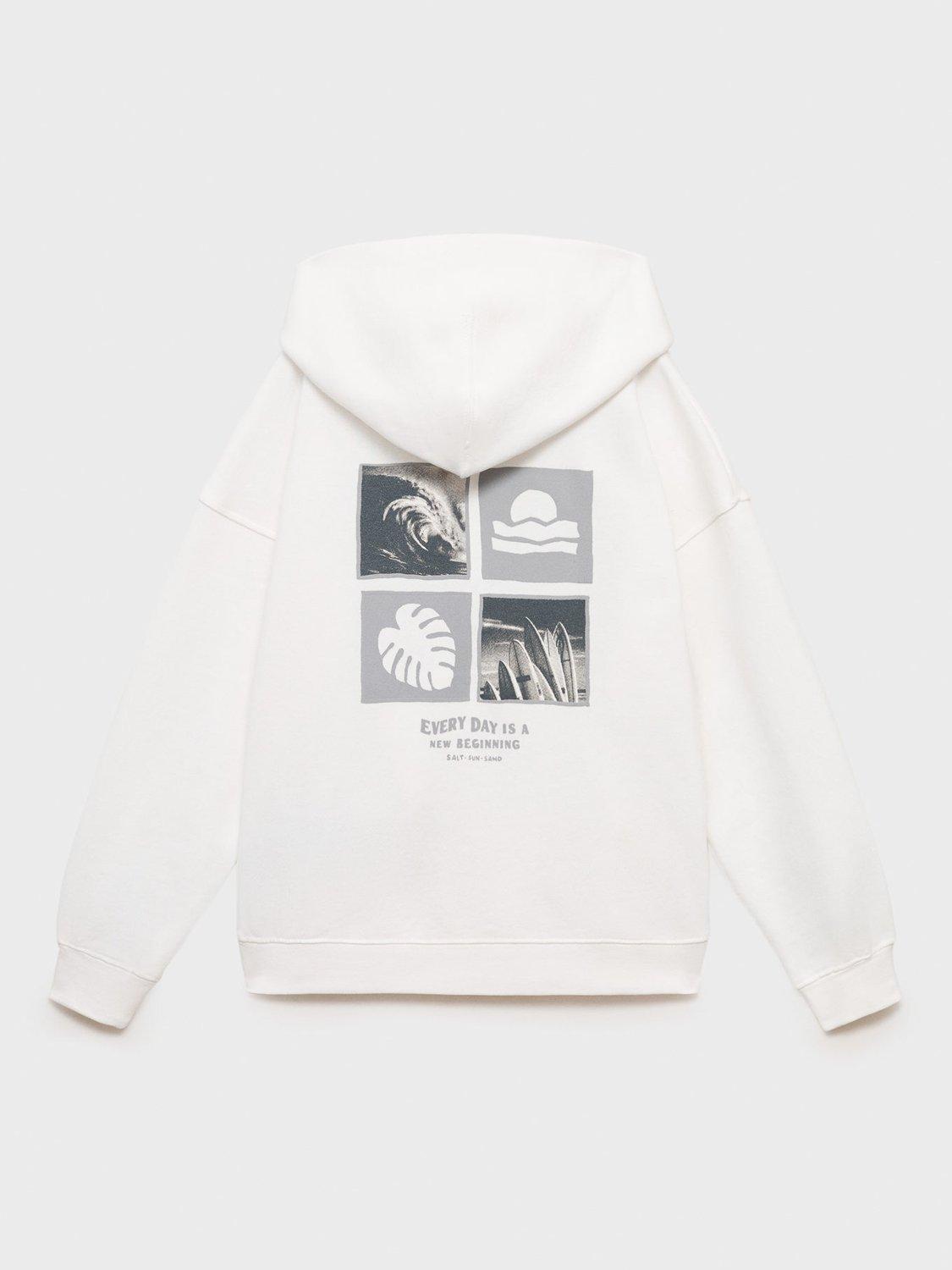 Product image 3 of 6, which shows Mango Kids' Salt Graphic Back Hoodie, Natural White, 11-12 years