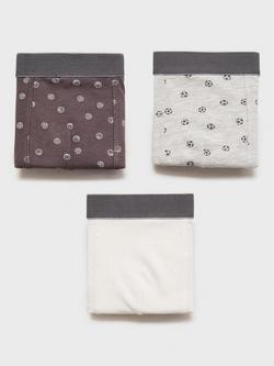 Mango Kids' Football Boxer Shorts, Pack of 3, Medium Grey, Medium Grey