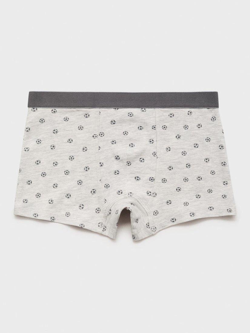 Product image 3 of 4, which shows Mango Kids' Football Boxer Shorts, Pack of 3, Medium Grey, 11-12 years