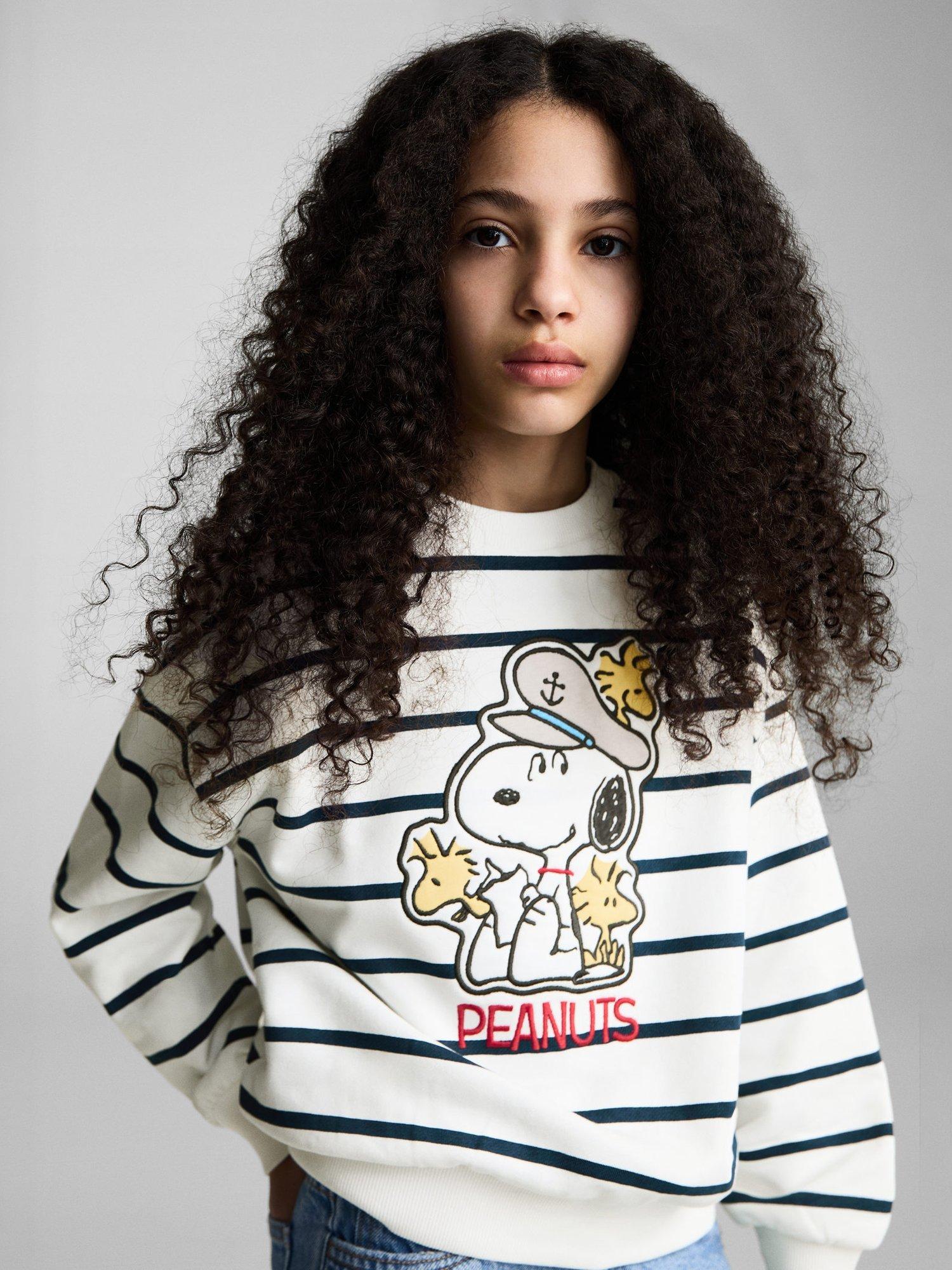 Mango Kids' Snoopy Sailor Stripe Sweatshirt, Navy