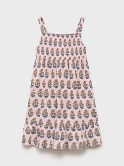 Mango Kids' Maji Floral Smocked Nightdress, Pink, Pink