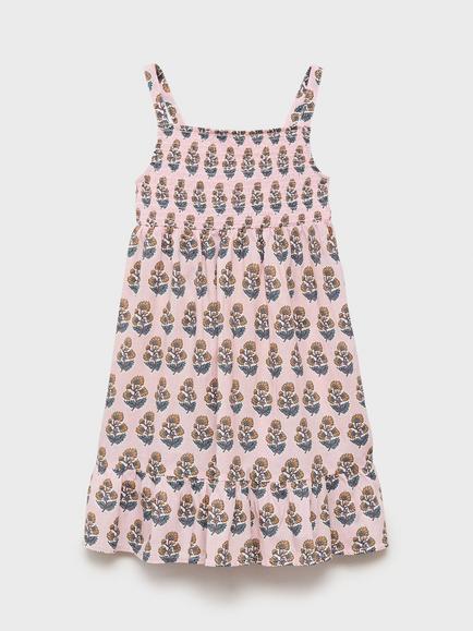 Mango Kids' Maji Floral Smocked Nightdress, Pink, Pink