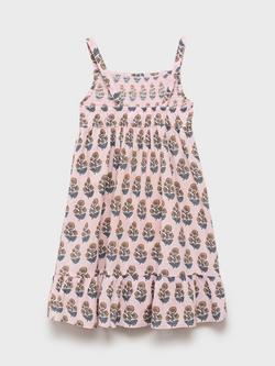 Mango Kids' Maji Floral Smocked Nightdress, Pink - view 2, Pink