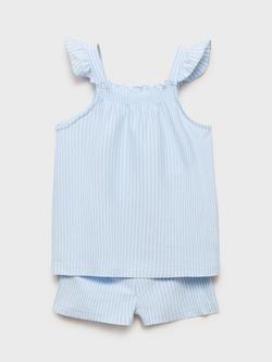 Mango Kids' Zulib Stripe Cotton Pyjamas, Light Pastel Blue - view 2, Light Pastel Blue