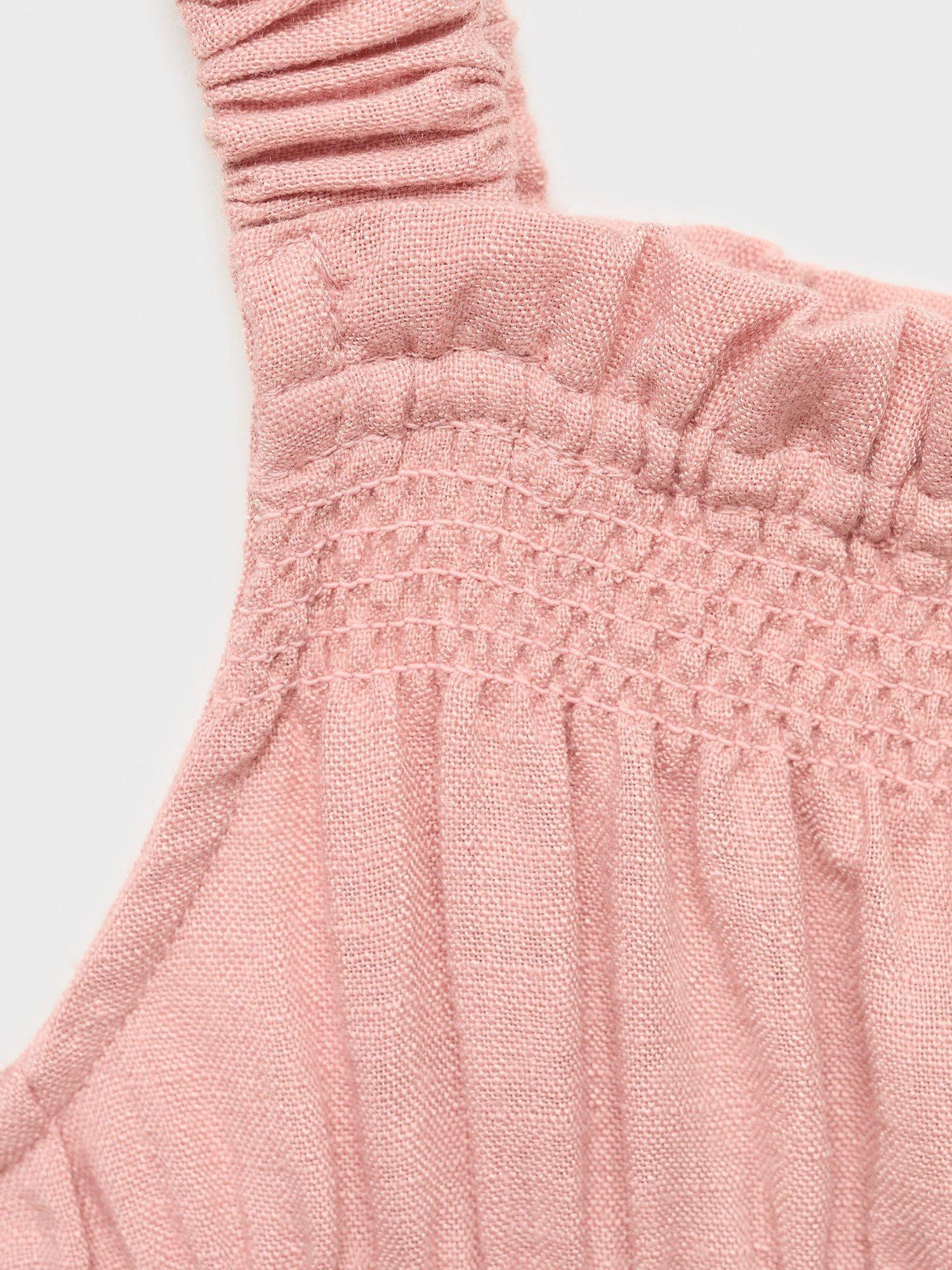 Product image 4 of 4, which shows Mango Kids' Ruched Wide Strap Jumpsuit, Pink, 10 years