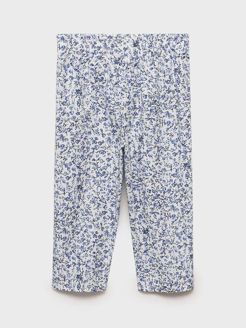 Product image 3 of 5, which shows Mango Kids' Gadeap Floral Trousers, White, 12-18 months