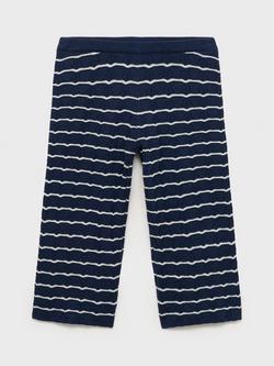 Mango Kids' Ulap Stripe Knit Straight Trousers, Navy - view 2, Navy
