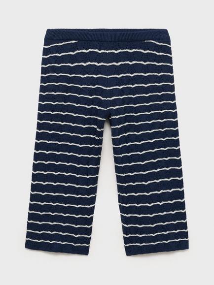 Mango Kids' Ulap Stripe Knit Straight Trousers, Navy - view 2, Navy