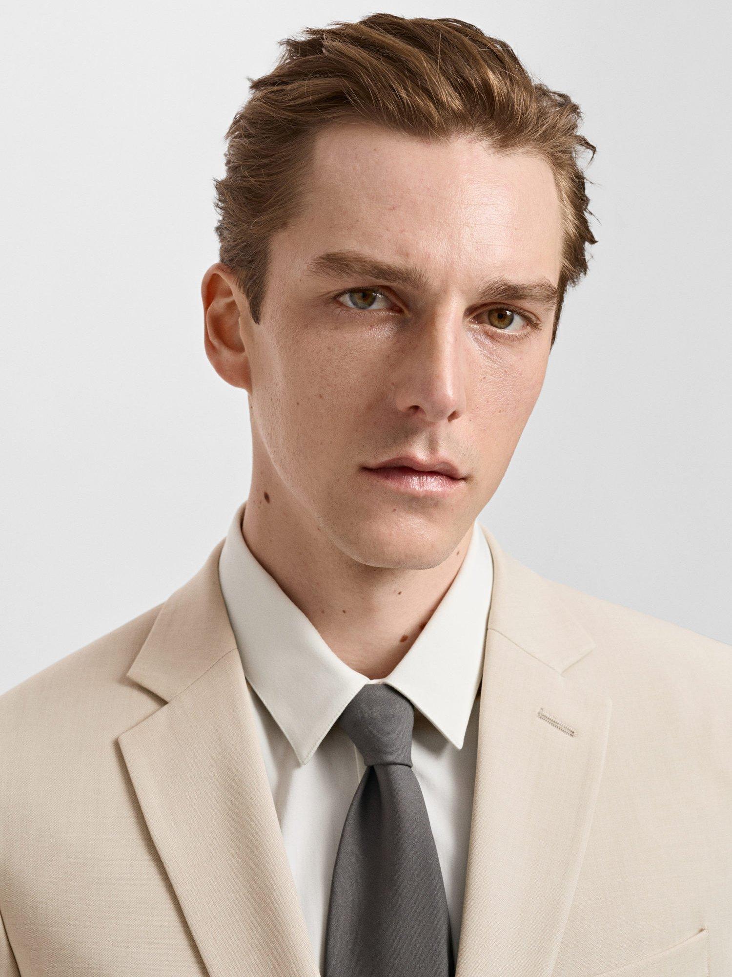 Product image 6 of 9, which shows Mango Paris Super Slim Fit Blazer, Beige, 34