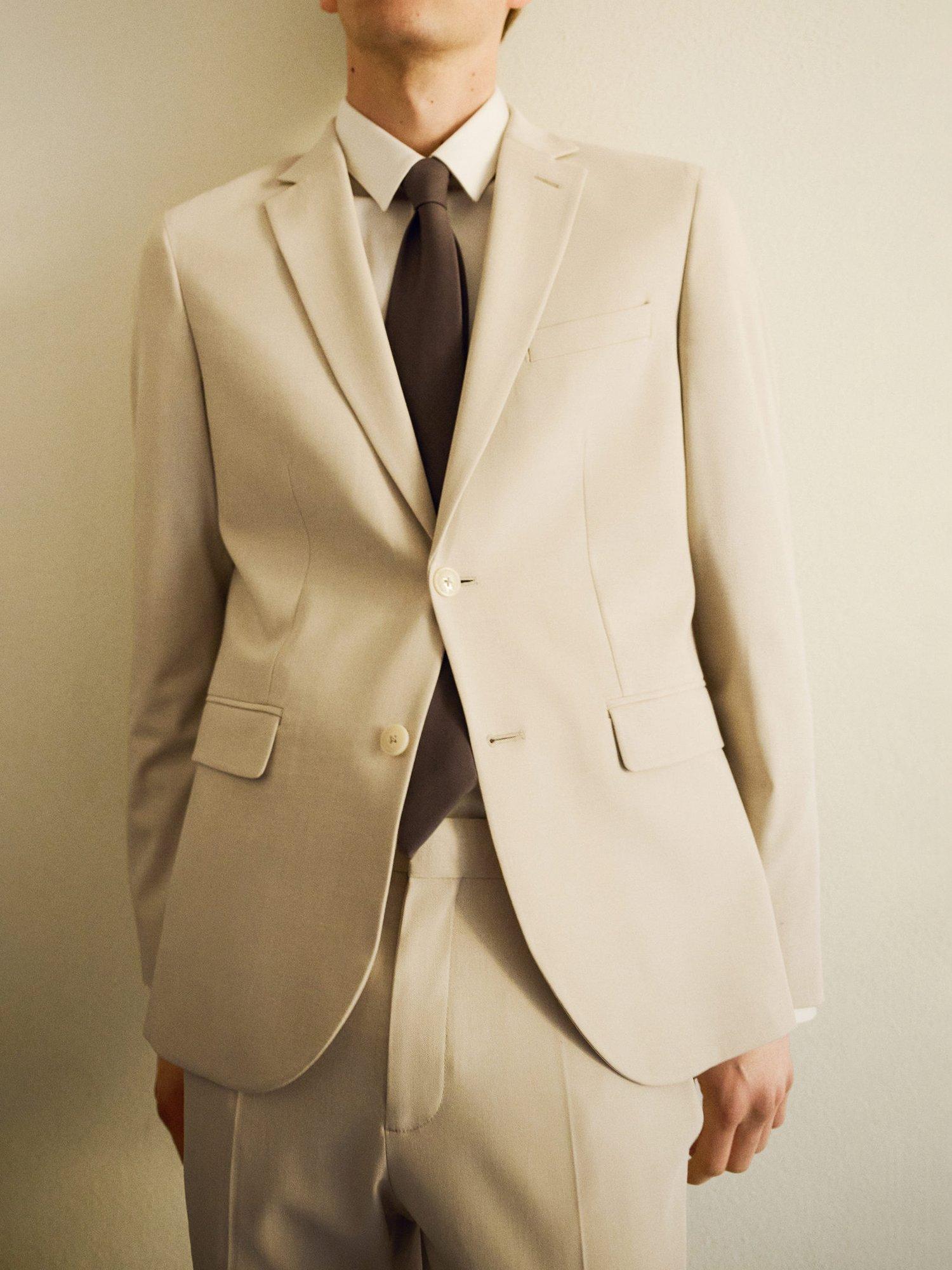 Product image 8 of 9, which shows Mango Paris Super Slim Fit Blazer, Beige, 34