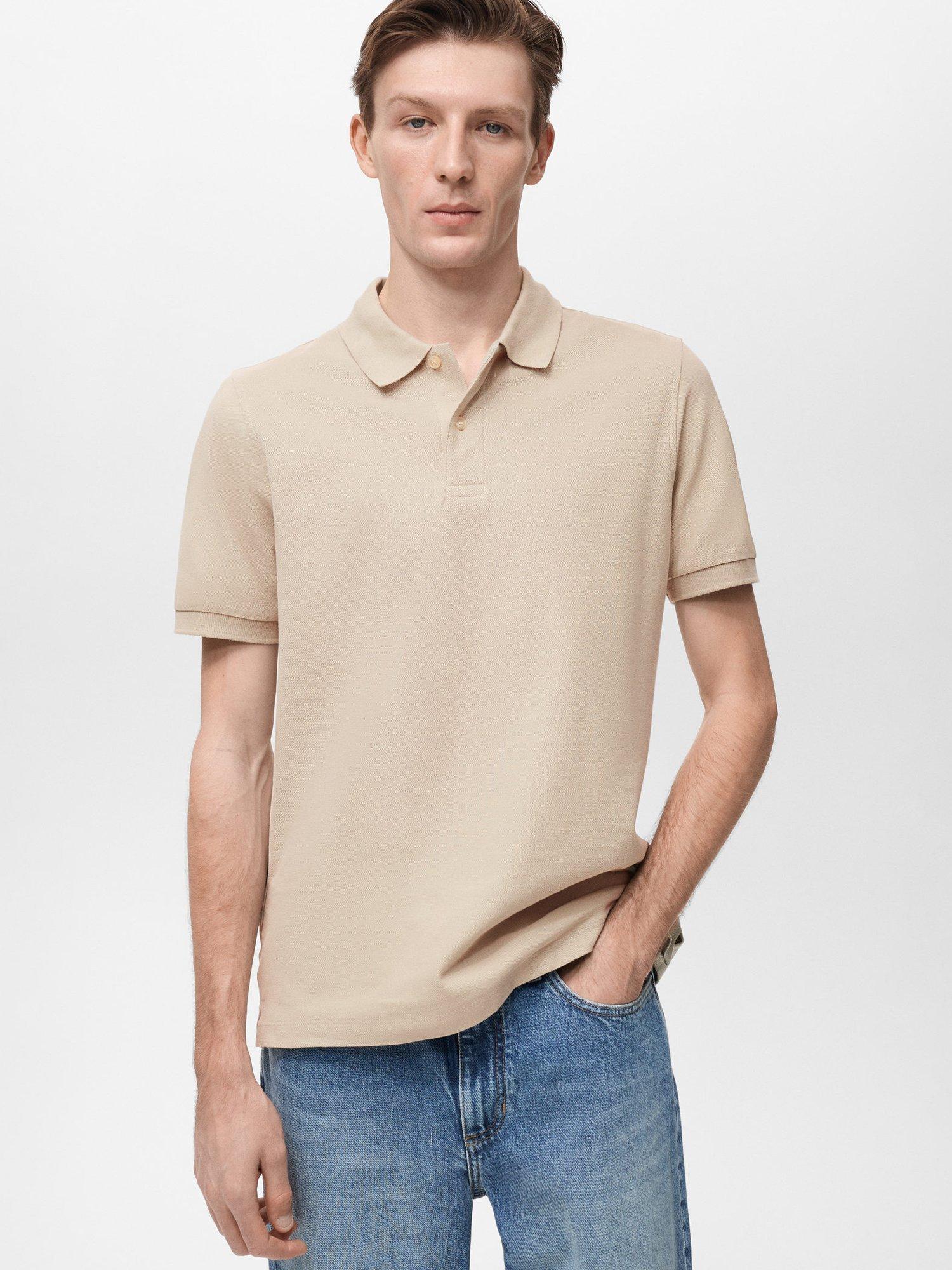 Product image 1 of 8, which shows Mango Rea Cotton Regular Fit Polo Shirt, Light Beige, L
