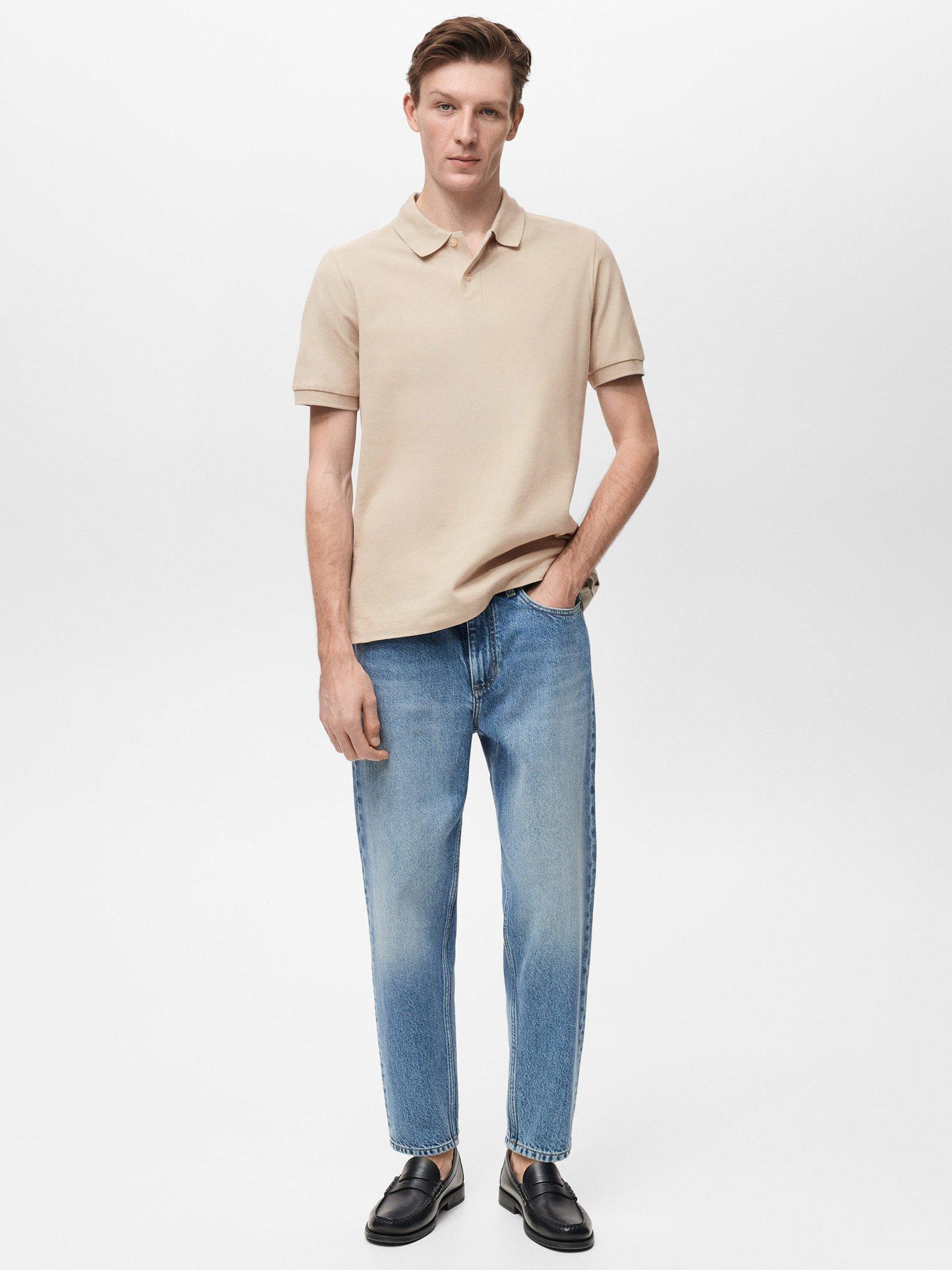 Product image 2 of 8, which shows Mango Rea Cotton Regular Fit Polo Shirt, Light Beige, L