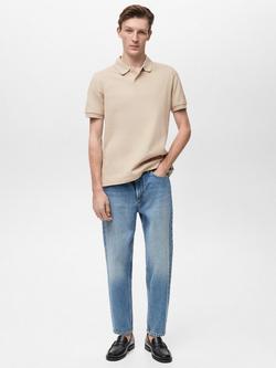 Mango Rea Cotton Regular Fit Polo Shirt - view 2, Light Beige