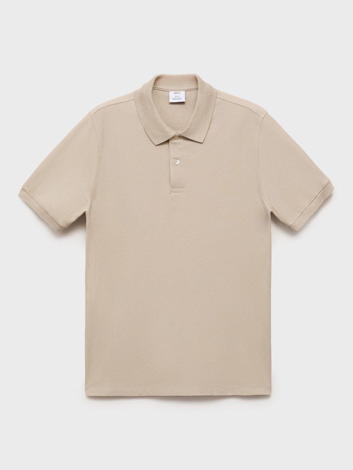 Product image 3 of 8, which shows Mango Rea Cotton Regular Fit Polo Shirt, Light Beige, L
