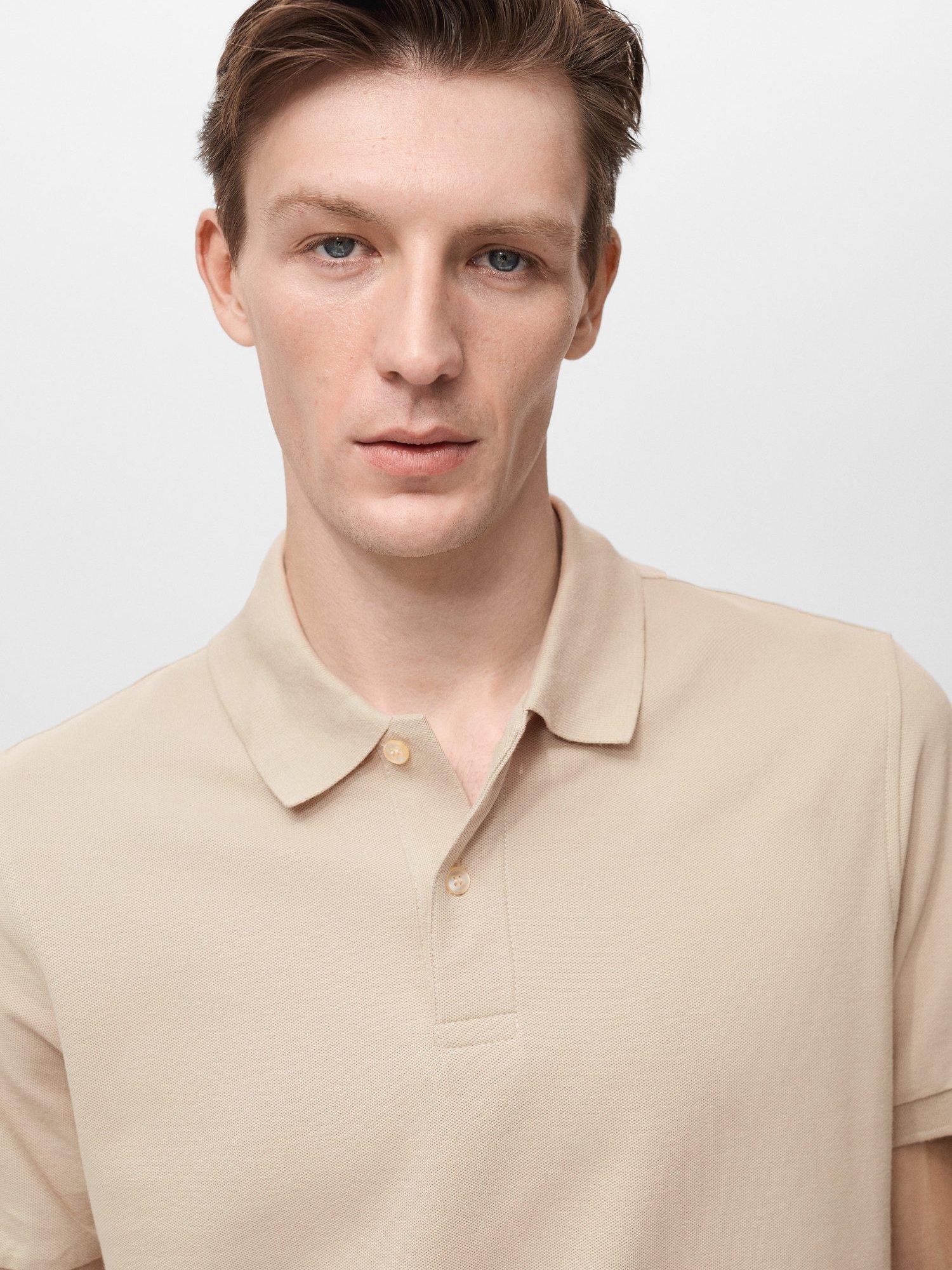 Product image 6 of 8, which shows Mango Rea Cotton Regular Fit Polo Shirt, Light Beige, L