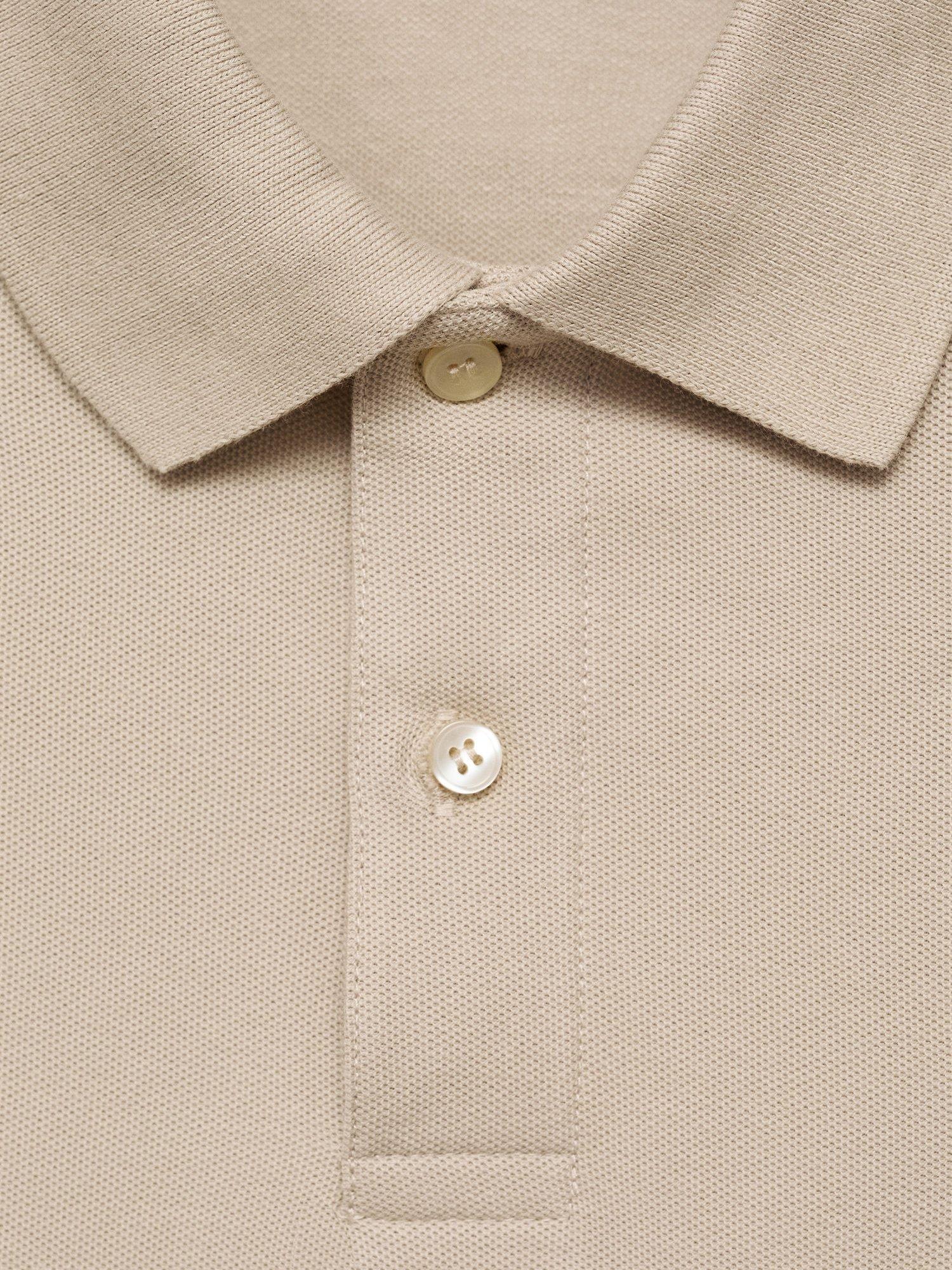 Product image 8 of 8, which shows Mango Rea Cotton Regular Fit Polo Shirt, Light Beige, L