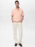 Mango Rea Cotton Regular Fit Polo Shirt, Pastel Pink