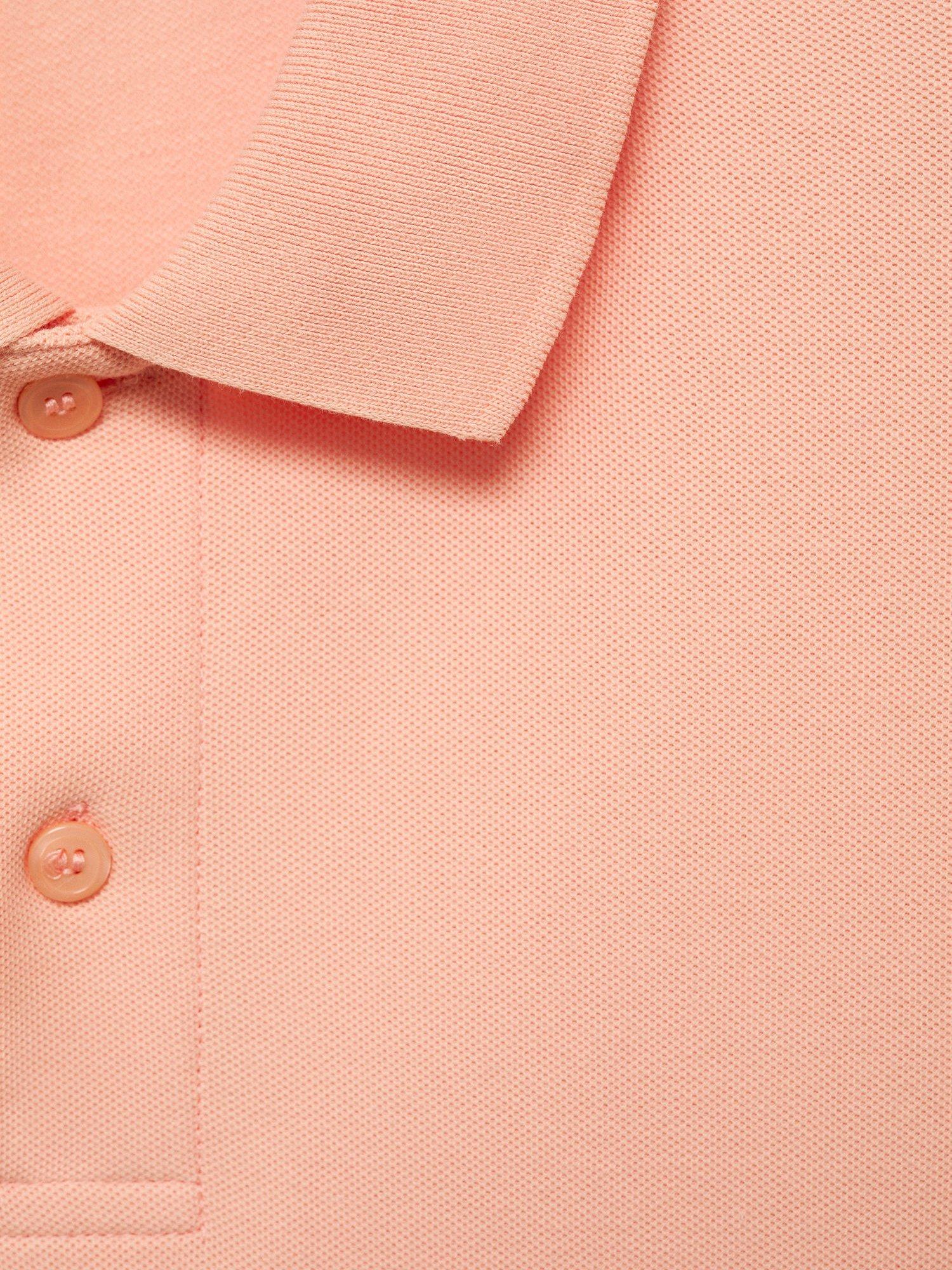 Product image 8 of 8, which shows Mango Rea Cotton Regular Fit Polo Shirt, Pastel Pink, XS
