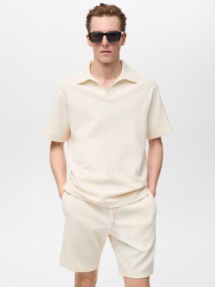 Mango Xavi Regular Fit Polo Shirt, Light Beige