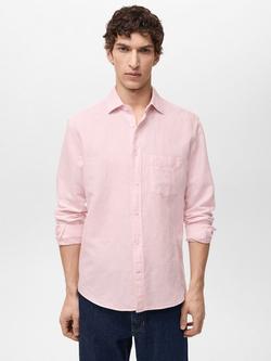 Mango Avispa Linen Cotton Regular Fit Shirt, Lt-Pastel Pink, Lt-pastel Pink