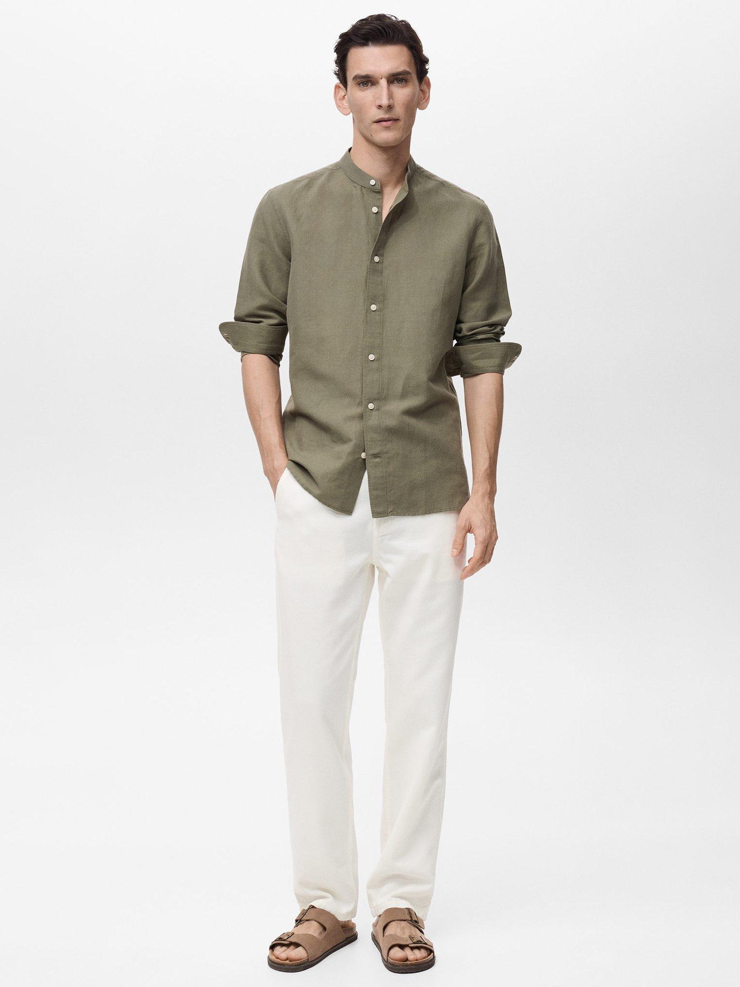 Product image 2 of 9, which shows Mango Chennai Linen Blend Regular Fit Shirt, Khaki, XS