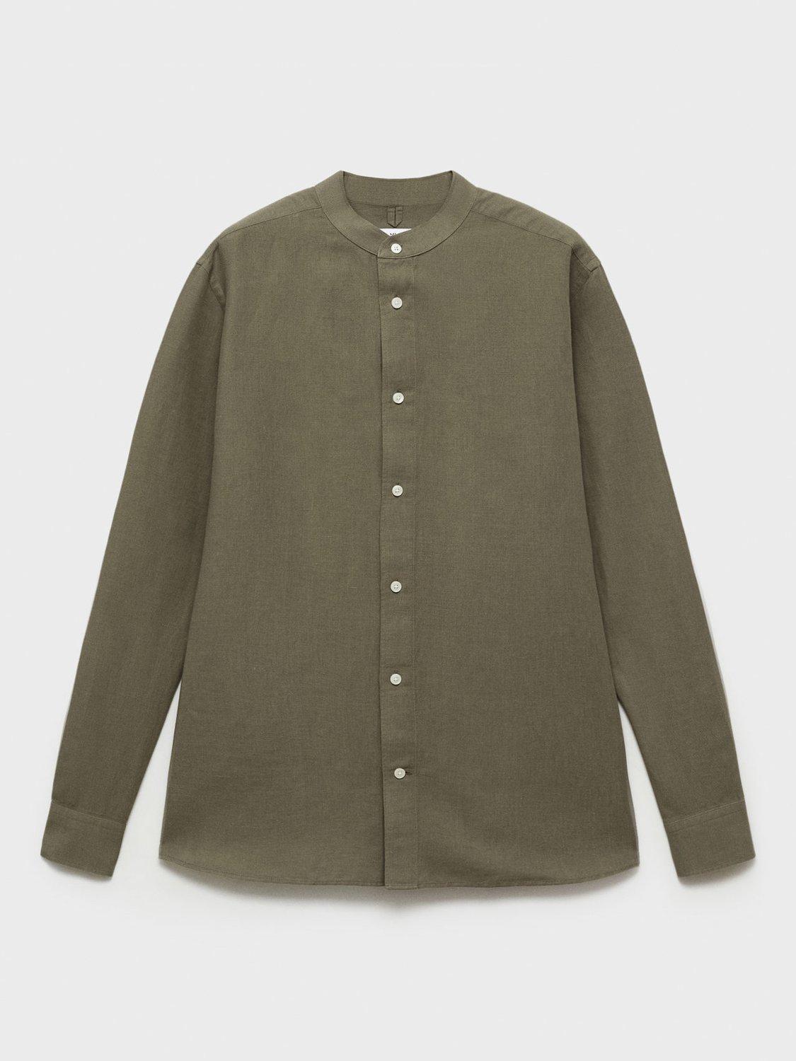 Product image 3 of 9, which shows Mango Chennai Linen Blend Regular Fit Shirt, Khaki, XS