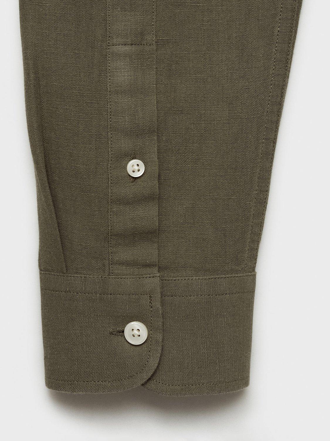 Product image 5 of 9, which shows Mango Chennai Linen Blend Regular Fit Shirt, Khaki, XS