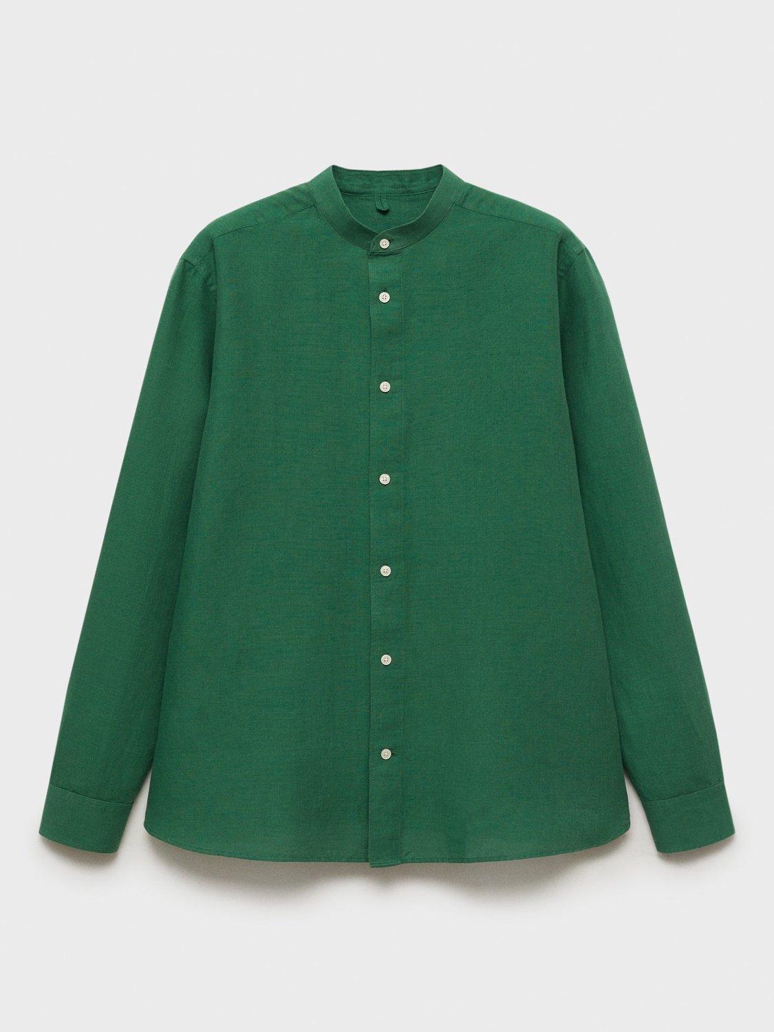 Product image 3 of 8, which shows Mango Chennai Linen Blend Regular Fit Shirt, Green, M