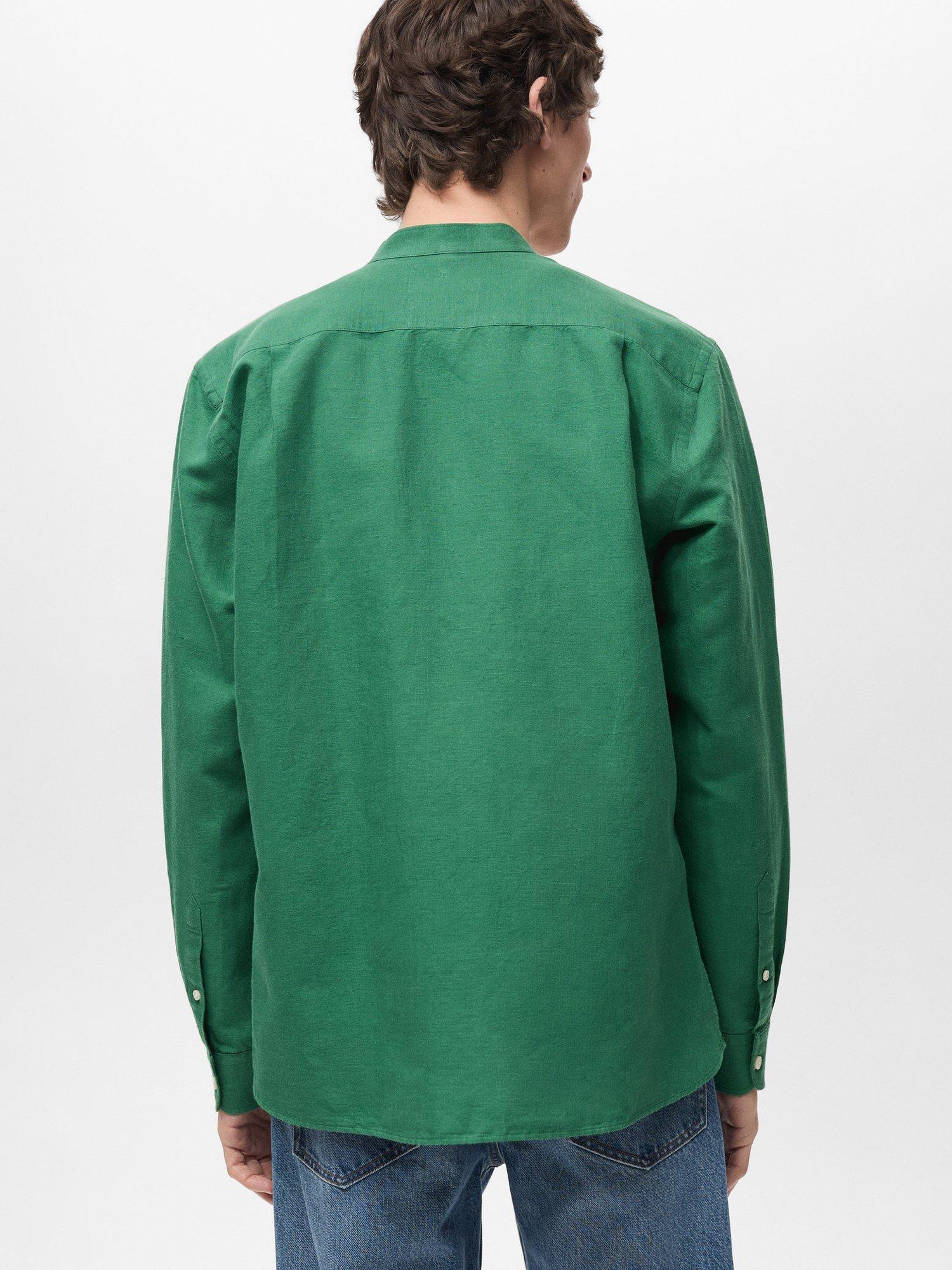 Product image 4 of 8, which shows Mango Chennai Linen Blend Regular Fit Shirt, Green, M