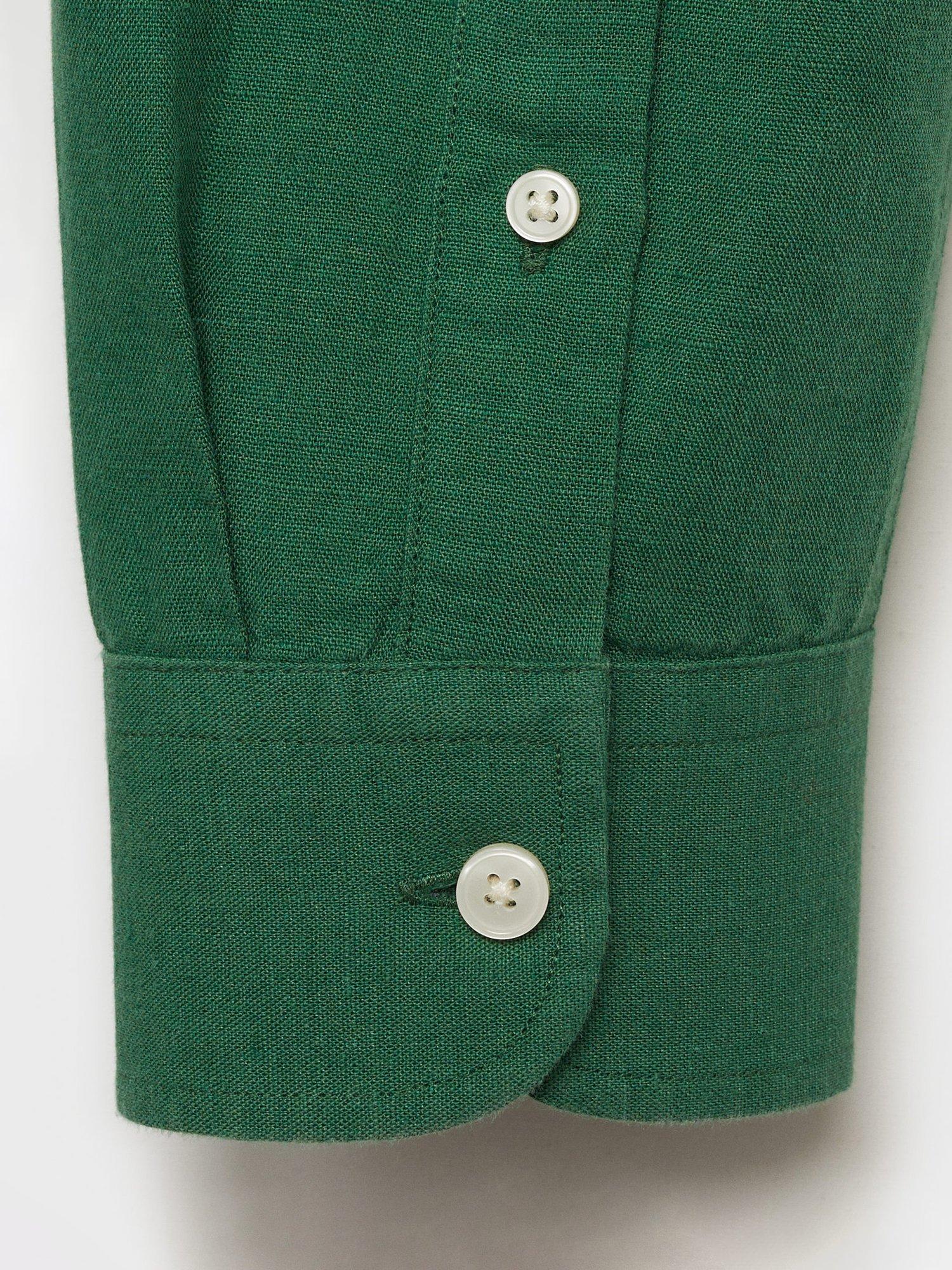 Product image 5 of 8, which shows Mango Chennai Linen Blend Regular Fit Shirt, Green, M