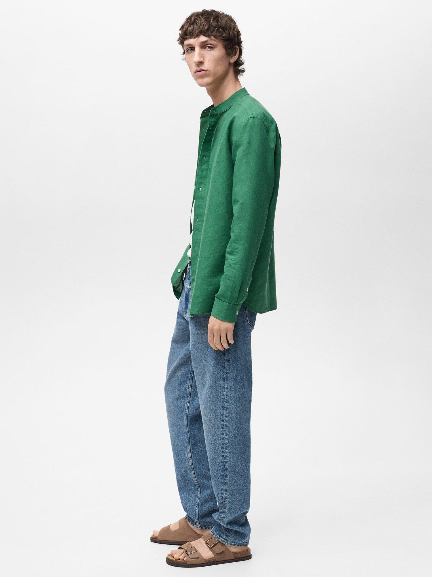 Product image 7 of 8, which shows Mango Chennai Linen Blend Regular Fit Shirt, Green, M