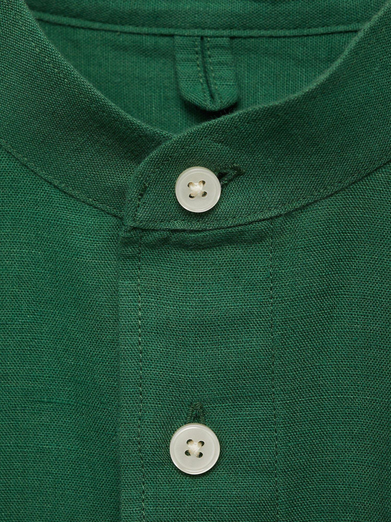 Product image 8 of 8, which shows Mango Chennai Linen Blend Regular Fit Shirt, Green, M
