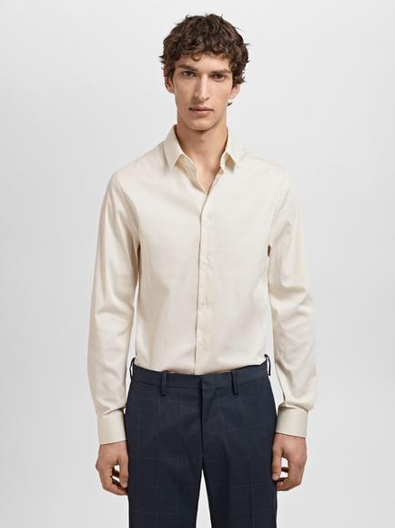 Mango Emotion Super Slim Fit Shirt, Beige, Beige