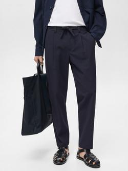 Mango Creta Slim Trousers, Dark Blue, Dark Blue