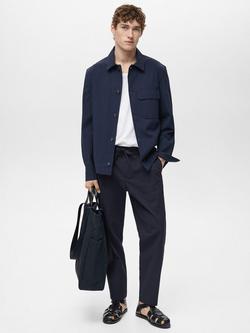 Mango Creta Slim Trousers, Dark Blue - view 2, Dark Blue