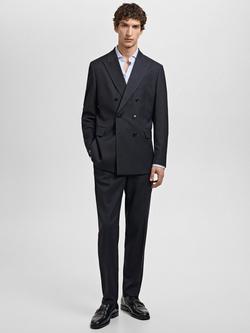 Mango Monaco Straight Trousers, Navy - view 2, Navy