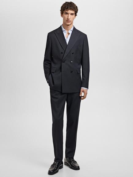Mango Monaco Straight Trousers, Navy - view 2, Navy