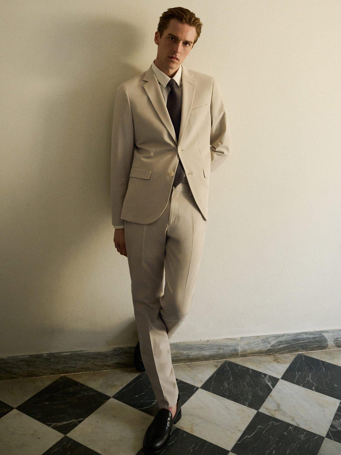 Product image 8 of 9, which shows Mango Paris Slim Fit Trousers, Light Beige, 29