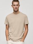 Mango Cherlo Cotton Slim Fit Tee, Light Beige