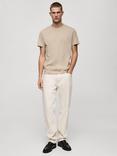 Mango Cherlo Cotton Slim Fit Tee, Light Beige