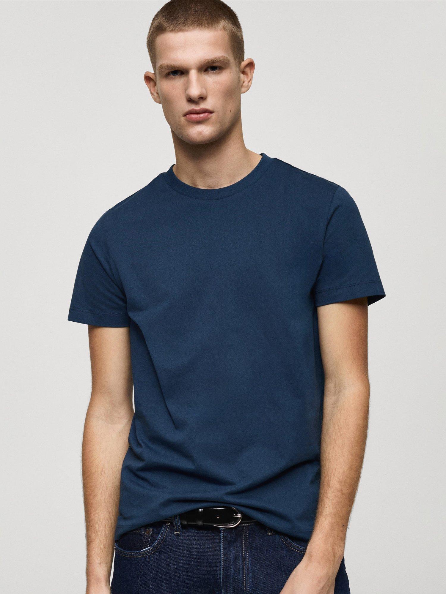 Product image 1 of 8, which shows Mango Cherlo Cotton Slim Fit T-Shirt, China Blue, XS