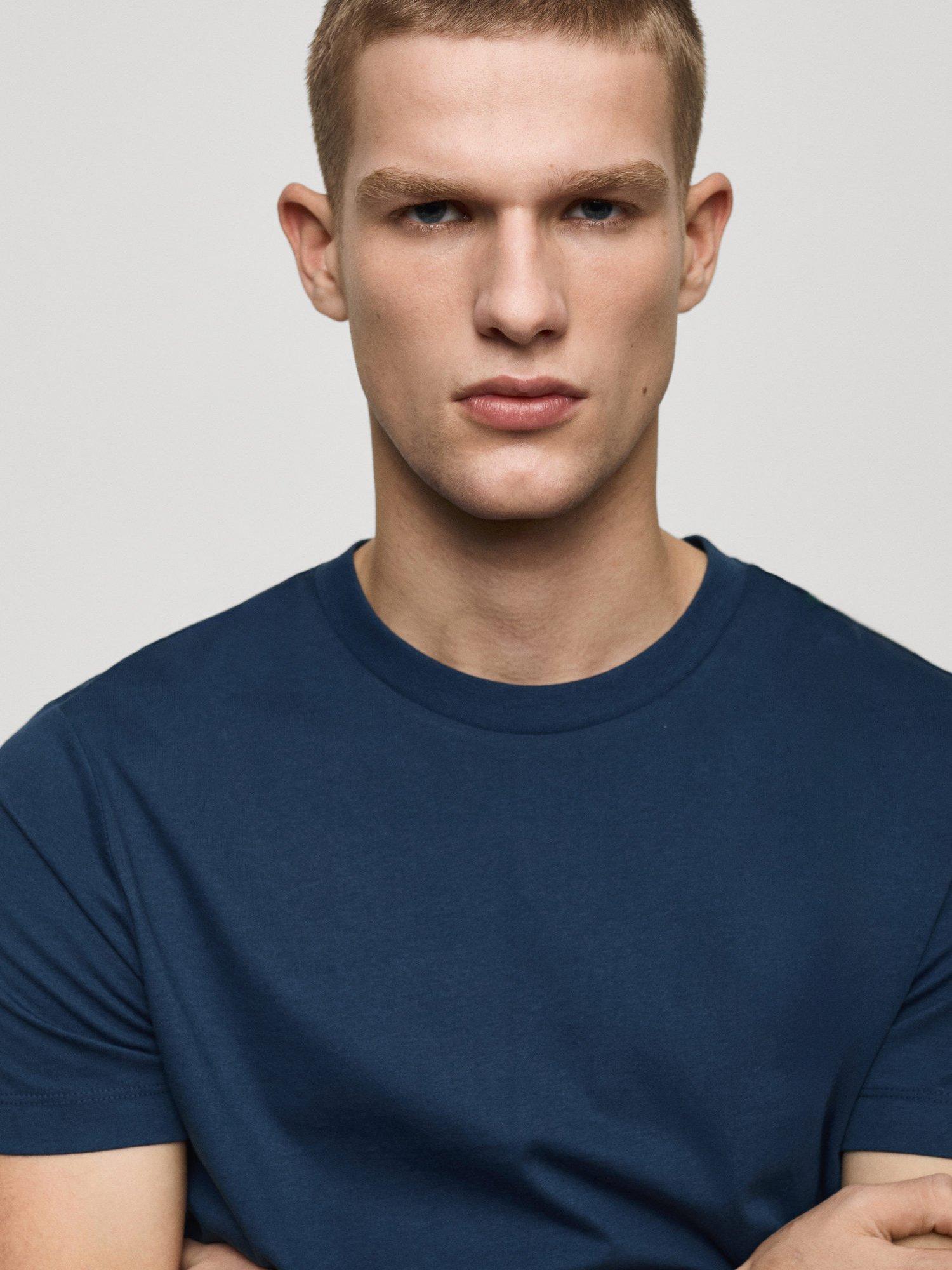 Product image 6 of 8, which shows Mango Cherlo Cotton Slim Fit T-Shirt, China Blue, XS