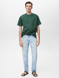 Mango Gari Regular Fit Crew Neck T-Shirt, Dark Green - view 2, Dark Green