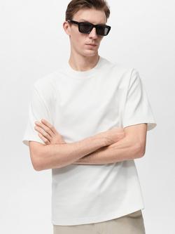 Mango Gari Regular Fit Crew Neck T-Shirt, White, White