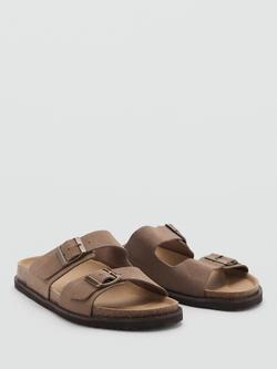 Mango Bio Leather Double Strap Sandals, Medium Brown - view 2, Medium Brown