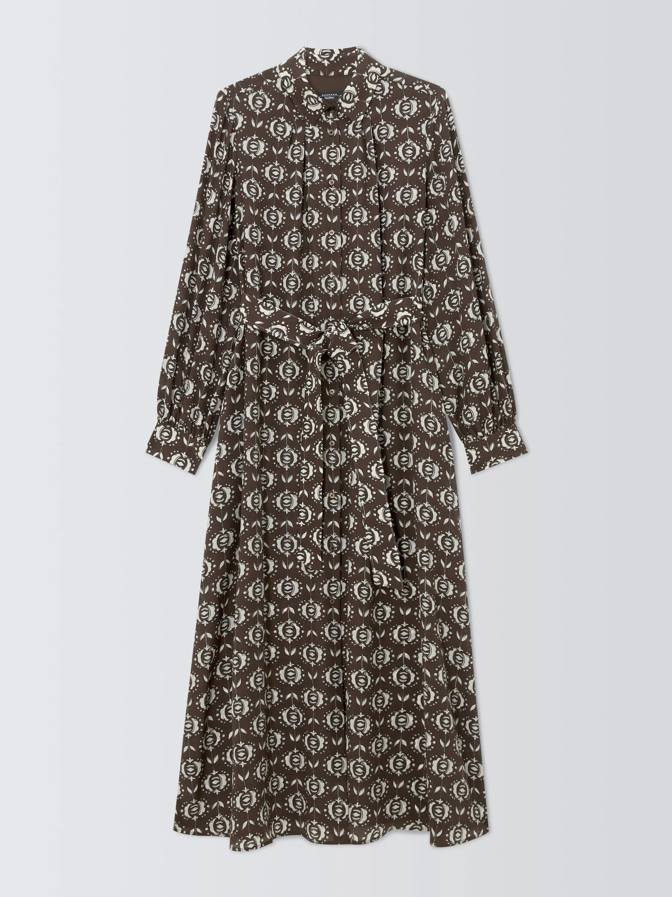 パーティードレス Weekend Max Mara NARVEL - Printed silk shirt dress Weekend MaxMara Narvel Silk Shirt Dress, Brown