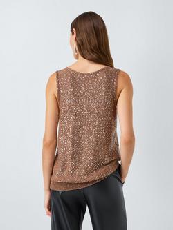Weekend MaxMara Acaici Sleeveless V Neck Embellished Tank Top - view 2, Marron Glace'
